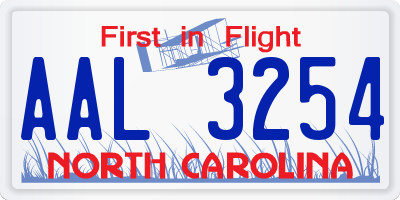 NC license plate AAL3254
