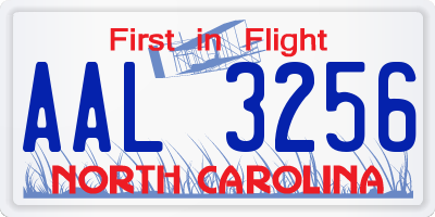 NC license plate AAL3256