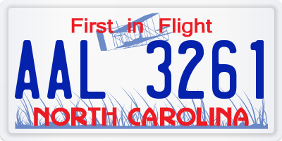 NC license plate AAL3261