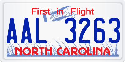 NC license plate AAL3263