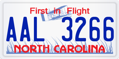 NC license plate AAL3266