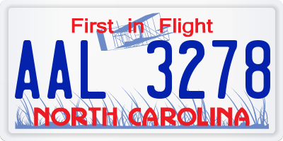 NC license plate AAL3278