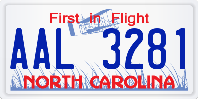 NC license plate AAL3281