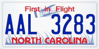 NC license plate AAL3283