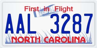 NC license plate AAL3287