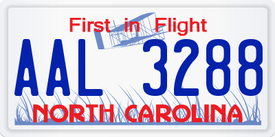 NC license plate AAL3288
