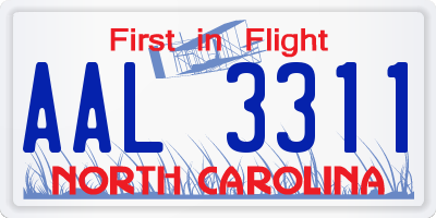 NC license plate AAL3311