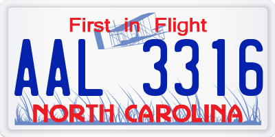 NC license plate AAL3316