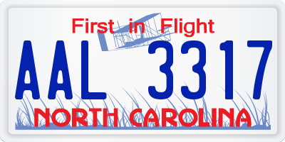 NC license plate AAL3317