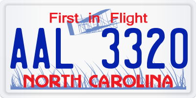 NC license plate AAL3320