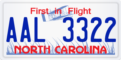 NC license plate AAL3322