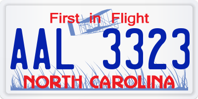 NC license plate AAL3323