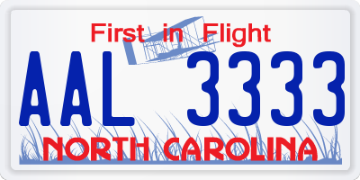 NC license plate AAL3333