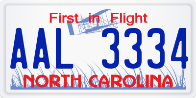 NC license plate AAL3334