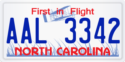 NC license plate AAL3342