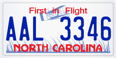 NC license plate AAL3346