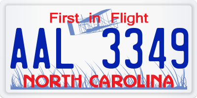 NC license plate AAL3349