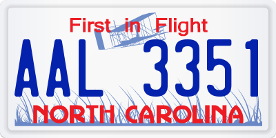 NC license plate AAL3351