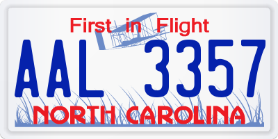 NC license plate AAL3357