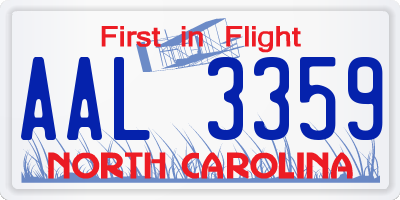 NC license plate AAL3359