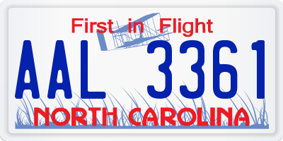 NC license plate AAL3361