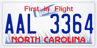 NC license plate AAL3364