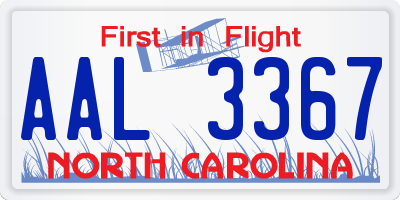 NC license plate AAL3367