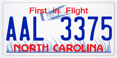 NC license plate AAL3375