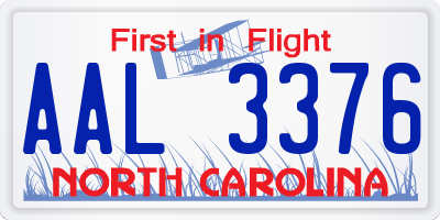 NC license plate AAL3376