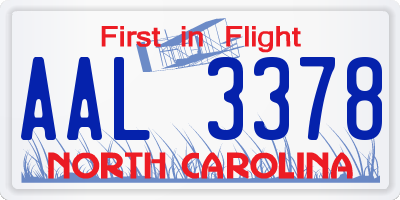 NC license plate AAL3378