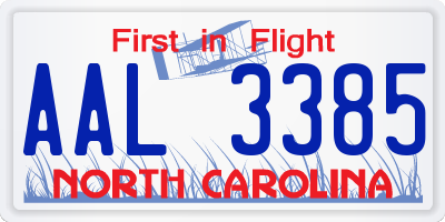 NC license plate AAL3385