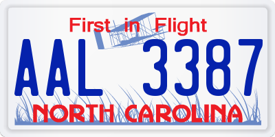 NC license plate AAL3387