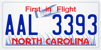 NC license plate AAL3393