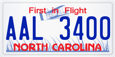 NC license plate AAL3400