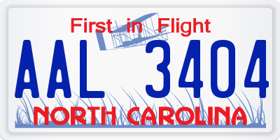 NC license plate AAL3404