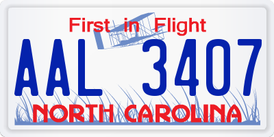 NC license plate AAL3407