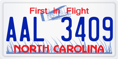 NC license plate AAL3409