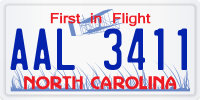 NC license plate AAL3411