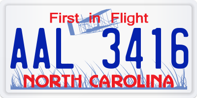 NC license plate AAL3416