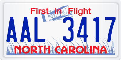 NC license plate AAL3417