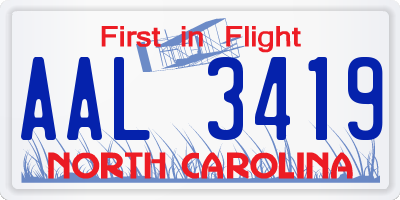 NC license plate AAL3419