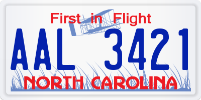 NC license plate AAL3421