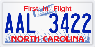 NC license plate AAL3422