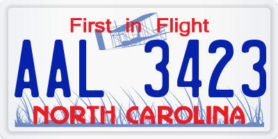 NC license plate AAL3423