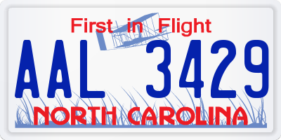 NC license plate AAL3429