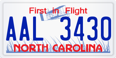 NC license plate AAL3430