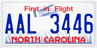 NC license plate AAL3446