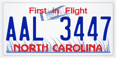 NC license plate AAL3447