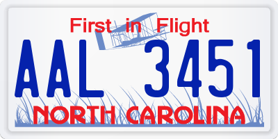 NC license plate AAL3451