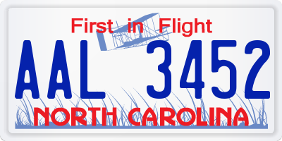 NC license plate AAL3452